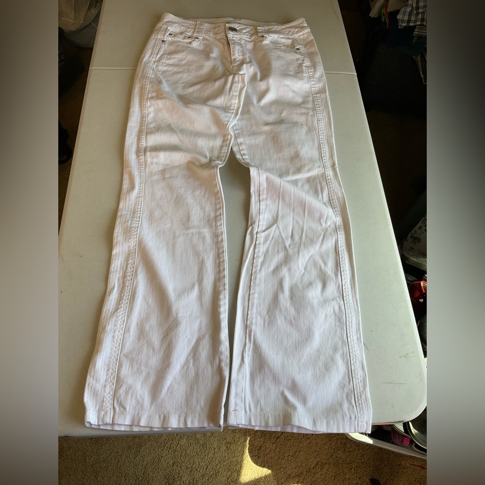 Foxy Jeans White Flare Bell Bottom Jeans Juniors Size 15 Stretch Denim